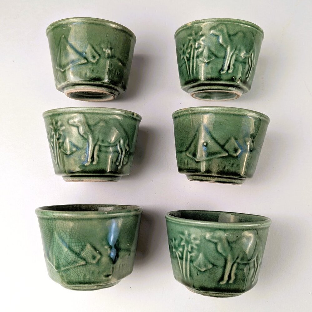 Vintage 50s Egyptian Ceramic Tea Cup Set - Made in Japan